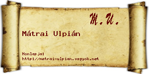 Mátrai Ulpián névjegykártya